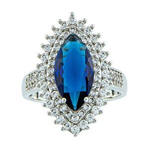 The Skyline Collection Blue Sapphire Marquise Statement Ring Size 6